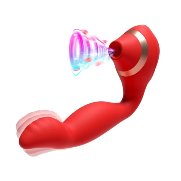 Vattentäta sensoriska leksaker för kvinnor,stötande vuxenleksaker Maskinnöjespar för kvinnor Bullet Suckings&Slickings Massger - Röd