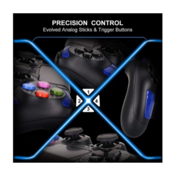 Chronus PS4 trådlös handkontroll, kompatibel med P-4, matt finish, med laddningskabel (blå)