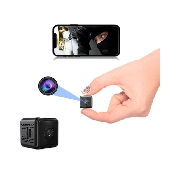 Mini spionkamera WiFi 1080P HD med mörkerseende och rörelsedetektion för baby (svart)