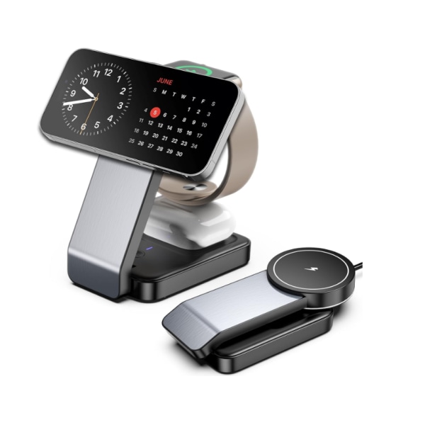Chronus Magnetic MagSafe laddarställ, hopfällbart för iPhone 15-13 Pro Max (svart)