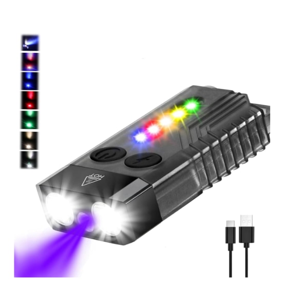 LED ficklampa USB-C uppladdningsbar, COB och magnet (svart)