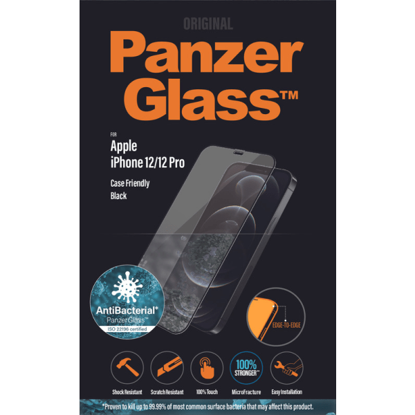 PanzerGlass Apple iPhone 12/12 Pro Case Friendly AB, Black