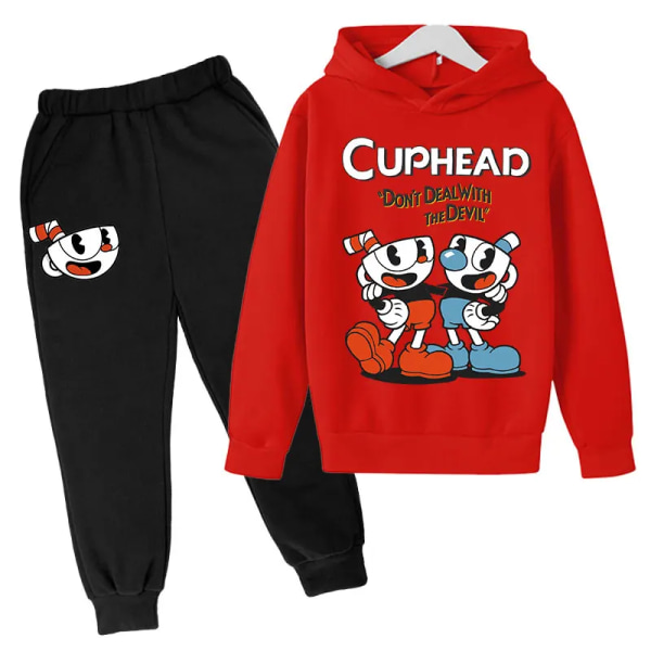 Kids Game Cuphead hoodie bomull Barn hoodies byxor tvådelade barnkläder set 4-14 år barn kläder Barn hoodies 16 13T-14T