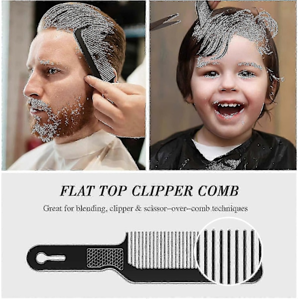 Barberkamsett for menn, konisk hårklipp, flat topp, klippemaskin, frisørkam, varmebestandig fiberkam for menn og kvinner (2 stk, svart)