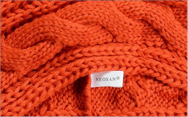 Dame Tyk Ribstrikket Vinter Infinity Circle Loop Halstørklæde Premium Twist Orange