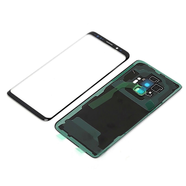 Telefon Bakside Glassdeksel Frontskjerm Glasslinse Erstatningssett for Samsung S9 G960 Svart