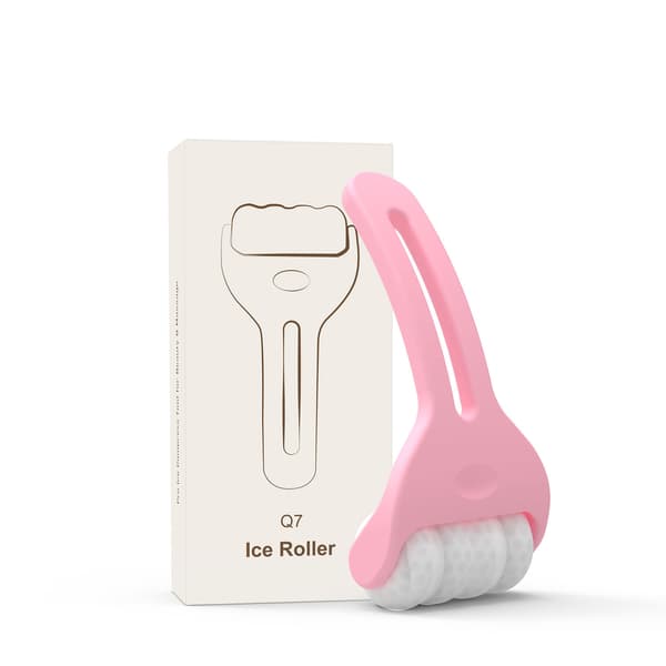 Ansiktsmassasjeapparat for hjemmebruk med isrulle Pink