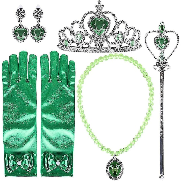 Princess Dress Up Accessoarer Handskar Tiara Crown Wand Halsband Presenter för barn Flickor
