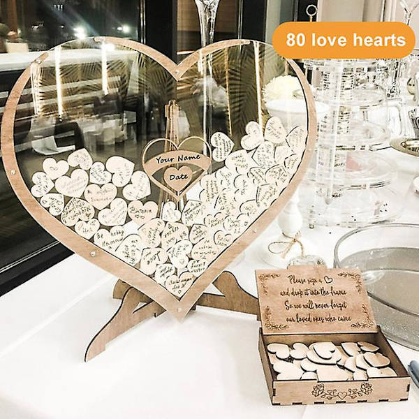 Bröllopsgästbok Alternativ Bröllopsinredning Drop Heart Gästbok Trähjärta Form Gäst Drop Box Bordsdekoration Heart Guestbook
