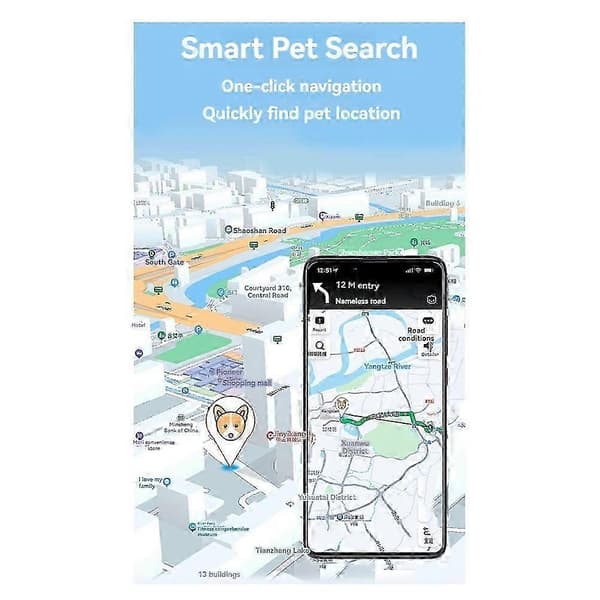 Hundetracker Pet Tracker - Hundesporsbånd Vandafvisende IP65 Fungerer med ethvert Halsbånd (Android & IOS Universal) Hundeversion
