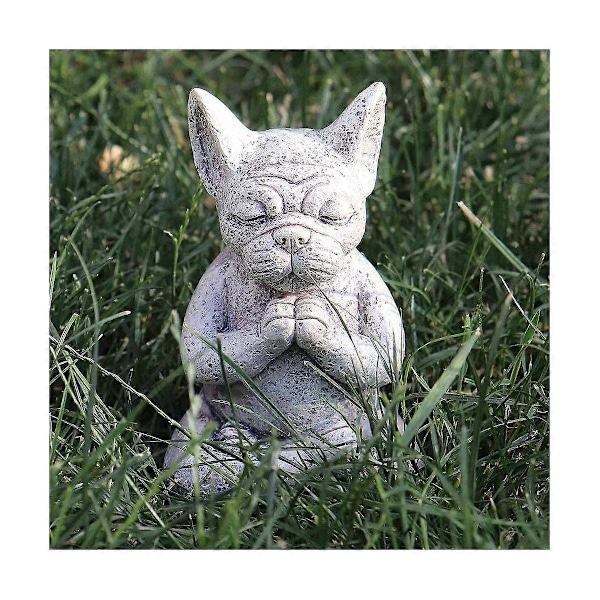 Mediterende Hund Statue Buddha, Fransk Bulldog Mediterende Statue, Mediterende Bulldog Resin Ornament, Y
