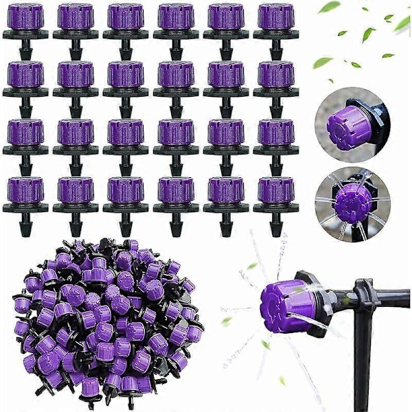 Vinterkampagne, 200 stk. 1/4\" Vandingsdrypper, Justerbare Drypvandingsdryppere (Lilla)
