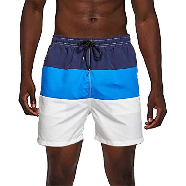 Sömnad för män Sport Gym Shorts Sommar Casual Blue And White 2XL