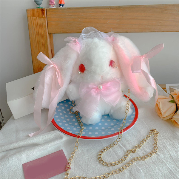 Kawaii Wallet Lolita Plyschväska Söt Rabbit Messenger Bag Pink