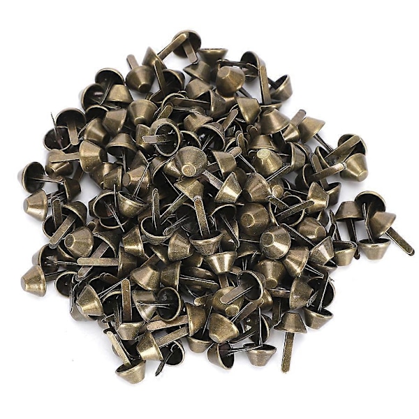 200 stk. flate fotnagler antikk messing DIY lær bagasje vesker håndverkstilbehør 12 mm