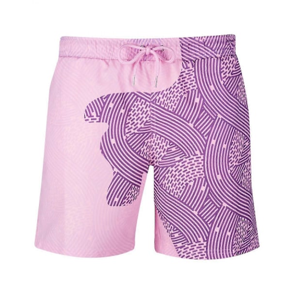 Färgåndrande badbyxor för män, strandbadkläder, simshorts, badshorts