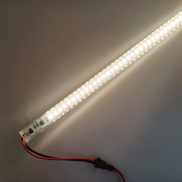 2 stk DC 12V 50cm stiv LED-stripe i aluminium (hvit)