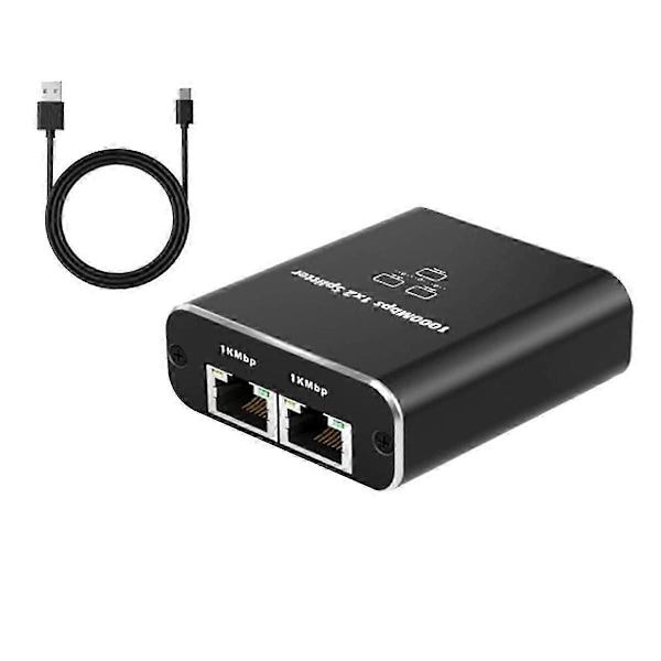 1000 Mbps Netværkssplitter Ethernet Splitter kompatibel med 2 PC Bærbar Netværk RJ45 Splitter 1 ind 2 ud Gigabi