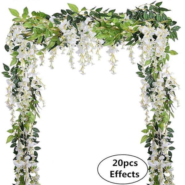 4 kpl 2 m/kpl Tekokukkia Silkki Wisteria Teko Wisteria Kotiin Puutarhaan Ulkotiloihin Seremoniaan Hääkaari Kukka Sisustus (Valkoinen)