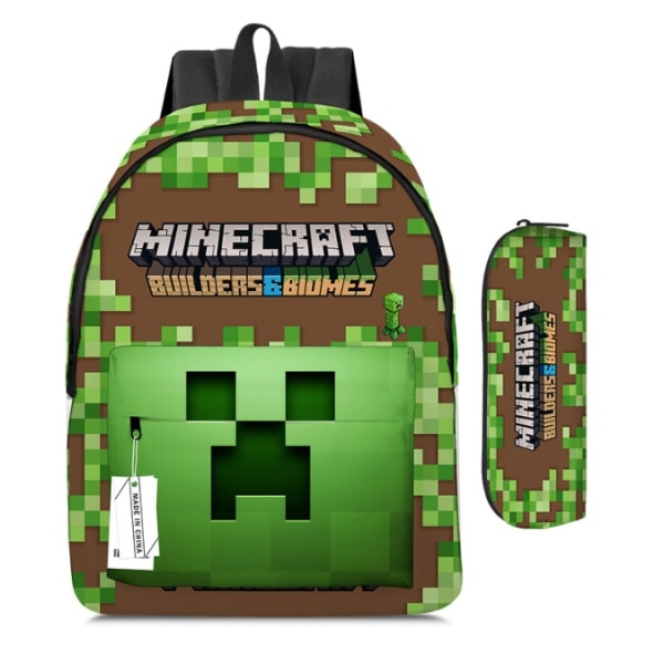 16 tums Minecraft Game Backpack Lätt skolväska för barn Black