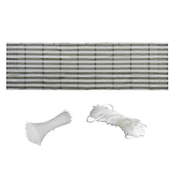 Terassin aurinkosuojaverkko 5m harmaa valkoraidallinen HDPE