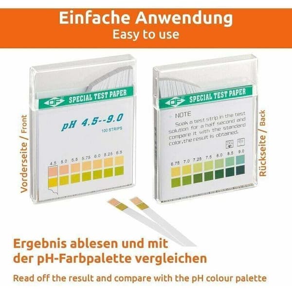 100 pH-testremsor. Solros-testpapper. Mätområde 4,5-9. Universellt indikatorpapper. Surhetstest för akvarier och dricksvatten.