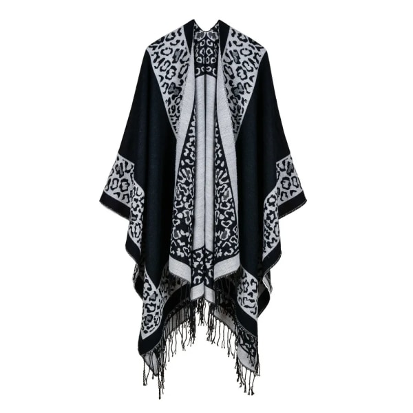 Kvinnors tofs imitera kashmirsjal Höst Vinter kan förtjockas Bär på båda sidor Lady Ponchos Capes Khaki 8 One Size