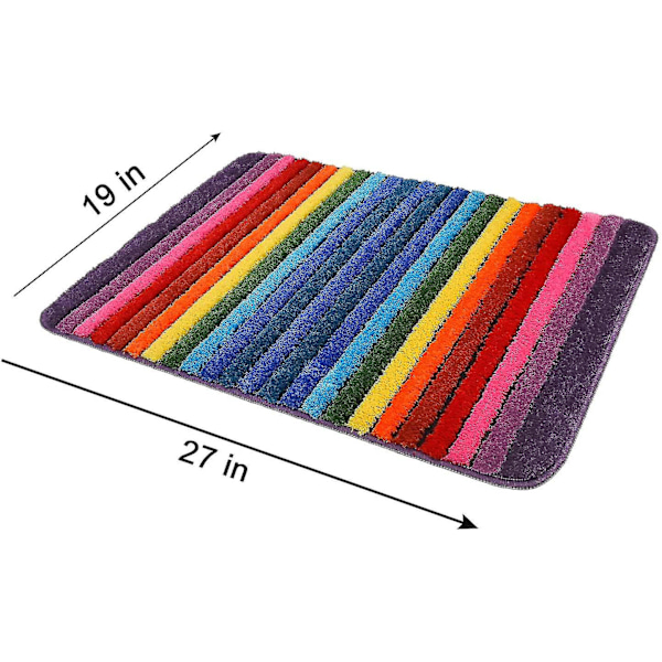 Tflycq Rainbow Färgglad Badrumsmatta 19 X 27 tum Aqua Mjuk Mikrofiber Plysch Vattenabsorberande Tjock Badmatta Maskintvättbar Halkfri Dörr Matta Rec