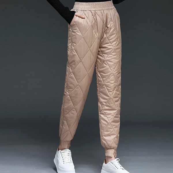 Dam Vintervarma bomullsbyxor Koreanska vindtät Vadderade vadderade byxor Elastiska midja Joggingbyxor Varm Quiltad joggingbyxa 1 XXL