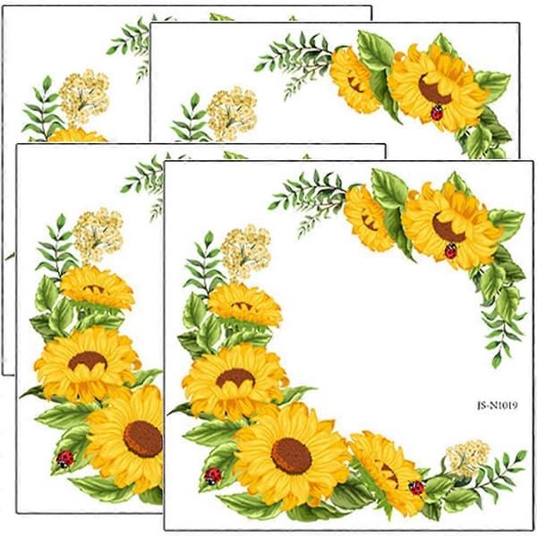 4 st Solros Väggdekaler Blommiga Väggdekaler Sovrum Vardagsrum Väggkonst