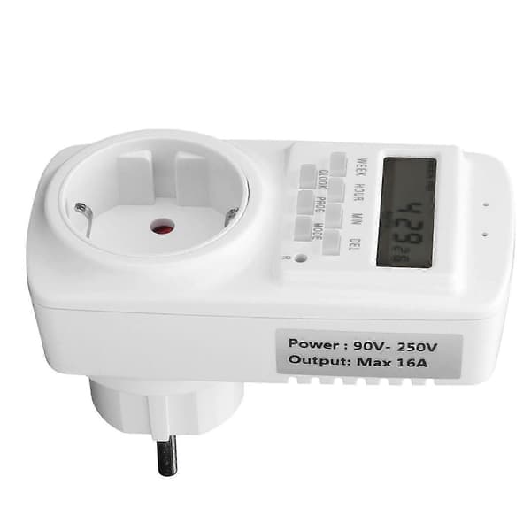 16A Vægstik Timer Digital Programmerbar Lys Ventilator Apparat Cyklus Timer Stik Automatisk Sluk 90