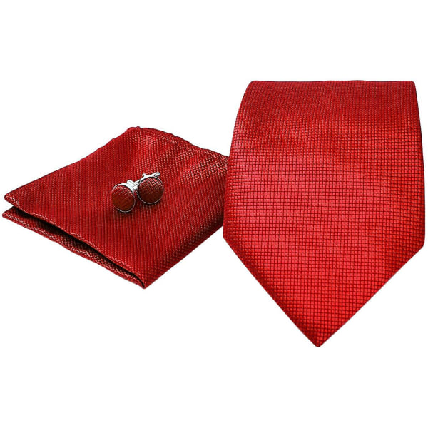 Kostymtillbehör | Slips + näsduk + manschettknappar-Röd