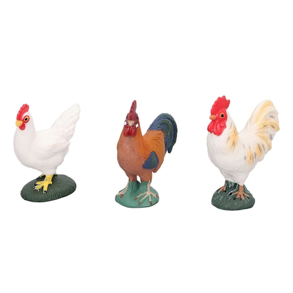 4 stk. Simulerede Gårdkylling Figurer Sæt Hane Høne Kyllinger Dekoration Gård Dyr Figurer til E
