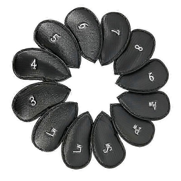 12 st Golfjärnsskydd i PU-läder med broderi - Golfklubbshatt - Set - Golftillbehör