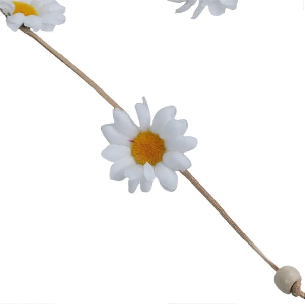 Blomster Hippie Hodebånd Blomsterkrone - Solsikker Perler Justerbar Blomsterhodeplagg Hårtilbehør (Hvit)