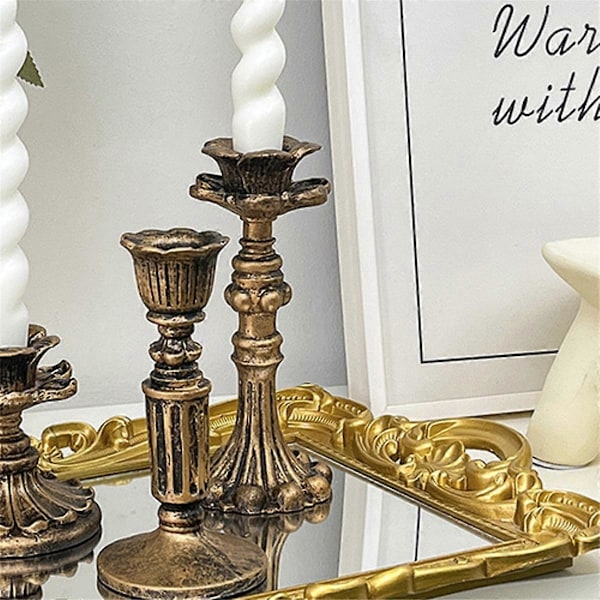 Retro Guld Ljusstake Ornament Fotorekvisita Vardagsrum Matbord Atmosfär Ljusstaksbas
