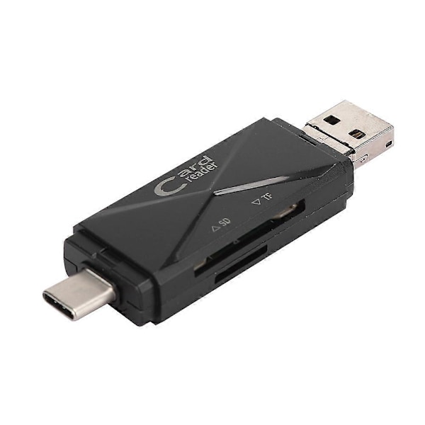 Minneskortläsare Typ C OTG 5-i-1 USB 2.0 Kortadapter Multifunktion för Mobiltelefon (Svart 2.0)