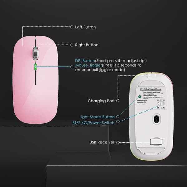 Mus Jiggler Anti-Hibernate Auto-Move Cursor Virtuel Trådløs Bluetooth Mus Forhindrer Computer Lås
