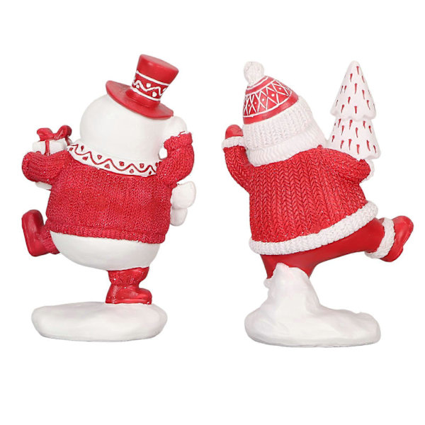 Jultomte Staty Snögubbe Figur Röd Sagolik Atmosfär Färgbeständig Handmålad Julfigur för Visning