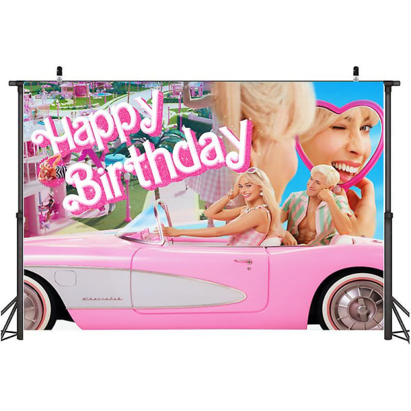 Barbiee Födelsedag Bakgrund Fest Banner Rum Väggdekoration Foto rekvisita Baby Shower Bakgrund Söta Bakgrunder Barn Flickor Present 150X210cm 10