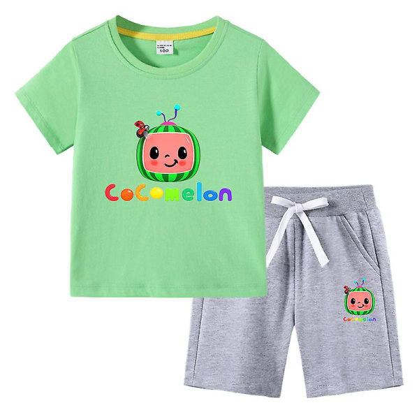 Cocomelon barn T-shirt kortärmad set green 130cm
