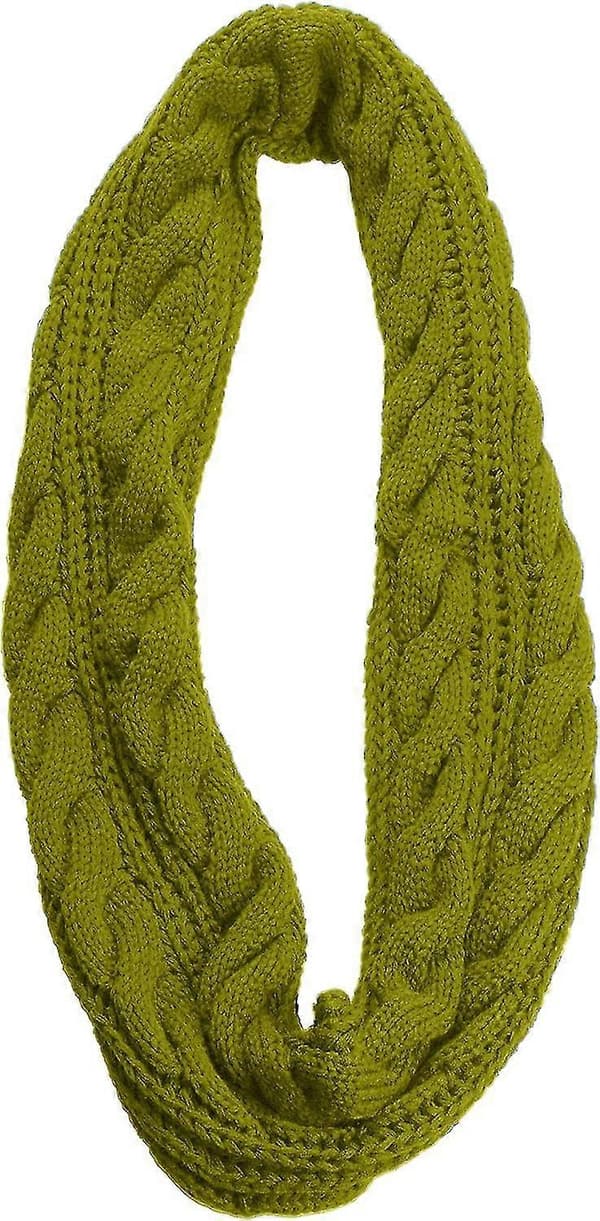 Dame Tyk Ribstrikket Vinter Infinity Circle Loop Halstørklæde Premium Twist Greenery Olive Green