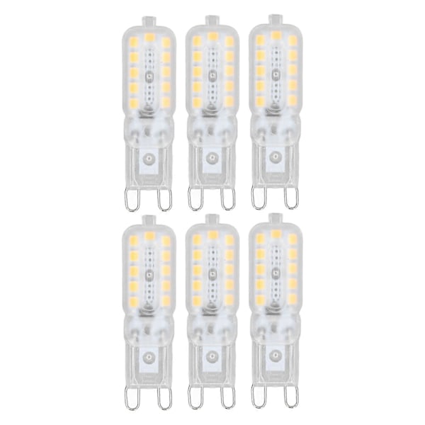 6 stk. G9 LED Pære 5W Transparent Cover 22LED Dæmpbar G9 Lyspære til Loftslampe Væglampe Bordlampe Hvidt Lys 110-140V