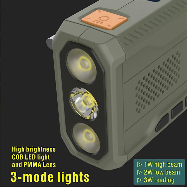 DAB/FM Bluetooth Radio Nødradio Innebygd 4500Mah Batteri Bærbar Solar Håndsveiv Radio Mottaker