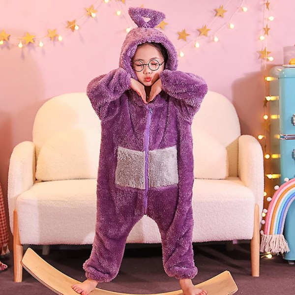 Vuxna Barn Vinter Flanell Pyjamas Onesies Söt Teletubbies Pyjamas Jul Pijamas Förälder-barn Outfits Bebisar Anime Cosplay Purple aldult M