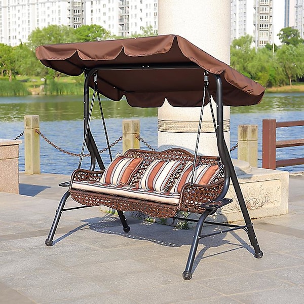 210D Vandtæt Udendørs Gyngeskærm Udskiftning Gyngeskærm Udskiftning Solskærm Vippende Have Anti-UV (Beige, 164*114*15cm)