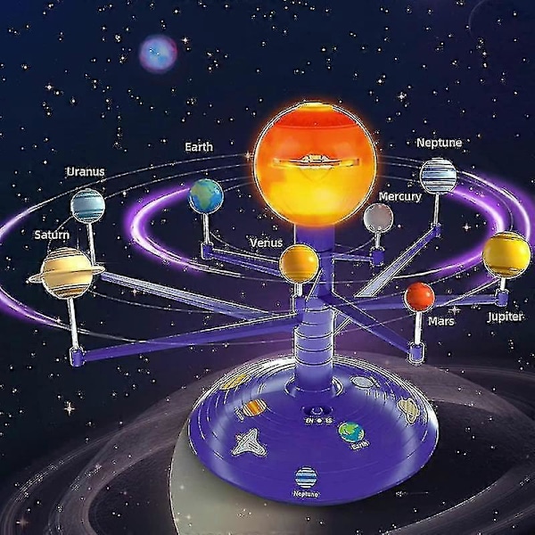 Solsystem til børn, Talende astronomi solsystem model kit, Planetarium projektor STEM legetøj med 8 planeter, Rumlegetøj til 3 4 5+ årige drenge