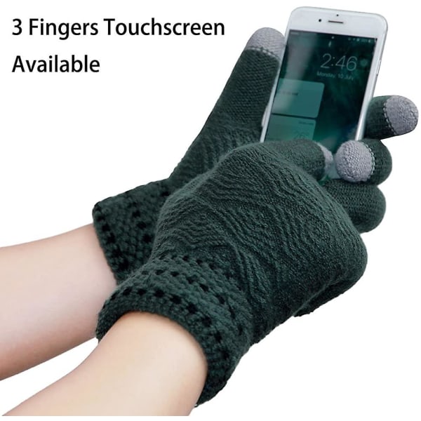 Vinter Touchscreen Sticka Handskar Tjocka texthandskar för män med varmt ullfoder