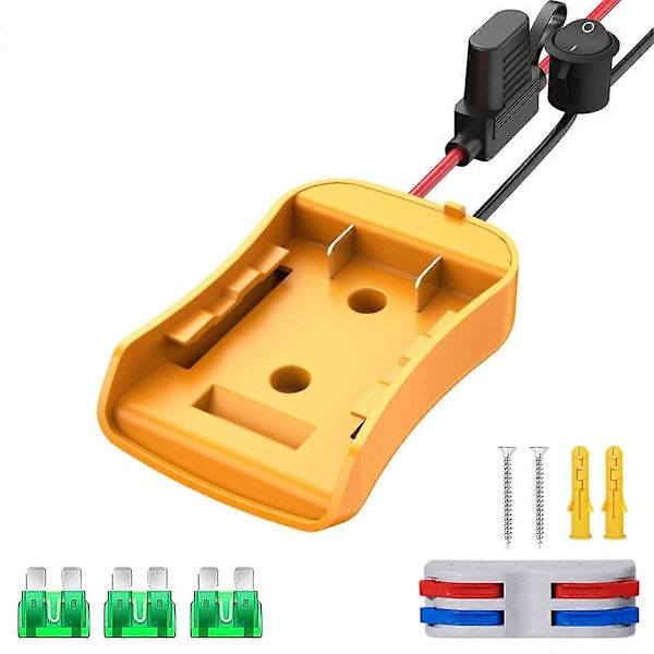 Power Wheels -adapteri 20 V:n akulle, Power Wheels -akun muunnossarja sulakkeella, kytkimellä ja johdolla
