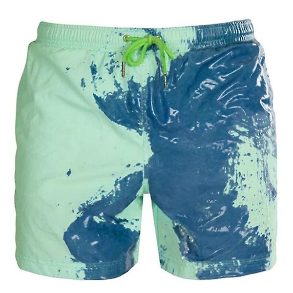 Sommar mäns färgskiftande strand badbyxor Shorts Shorts Green 2XL